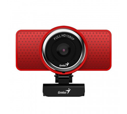 Веб-камера Genius ECam 8000 Red красная, 2Mp, FHD 1080p@30fps, угол обзора |32200001401| 90°, поворотная на 360°, универсальный держатель, USB2.0, кабель 1.5м {40}