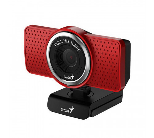 Веб-камера Genius ECam 8000 Red красная, 2Mp, FHD 1080p@30fps, угол обзора |32200001401| 90°, поворотная на 360°, универсальный держатель, USB2.0, кабель 1.5м {40}