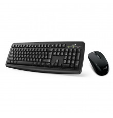 Комплект клавиатура и мышь  беспроводной Genius Smart KM-8100 |31340004402| (KM-8100/K + NX-7008) клавиатура черная, |31340004402| 104 клавиши с защитой от воды, мышь черная, оптическая, 3 кнопки, 2.4GHz, USB-ресивер (256267)