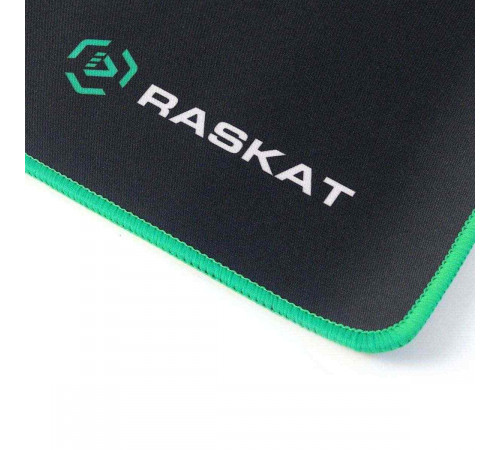 Коврик для мышки Raskat XP18 черный с зеленым, |ACD-XP18-RRB| тканевый, 400х450х3мм, нейлон + резина, обшитый, RTL