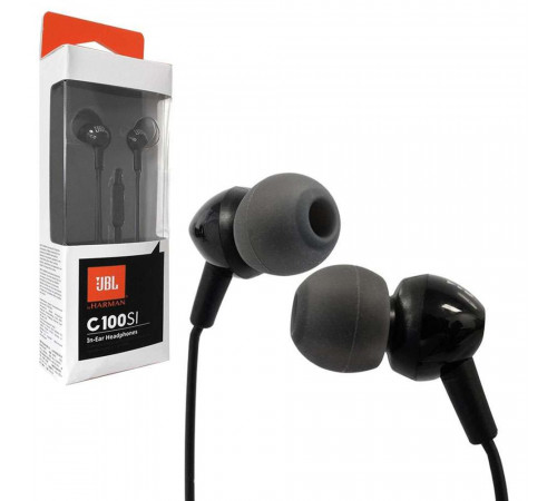 Гарнитура JBL C100SI BLACK |Earbud|1x4-pole 3.5 мм|Чувствительность 100 дБ|Длина провода 1.2 м|Цвет черный|Weight 0.02 кг