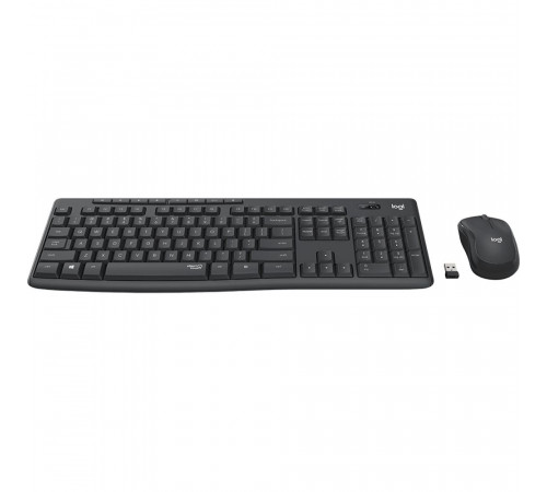Комплект клавиатура и мышь Logitech  MK295 SilentTouch |920-009807| клавиатура черная, 111 клавиш с |920-009807| защитой от воды, мышь черная, оптическая, 3 кнопки, 2.4GHz, USB-ресивер (092501) {6}