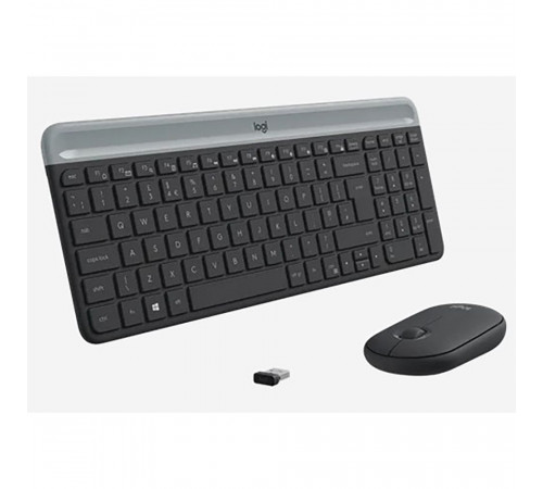 Комплект клавиатура и мышь беспроводной Logitech MK470 Slim |920-009206| клавиатура черно-серая, токопрофильная, 102 |920-009206| клавиши, мышь черная, компактная, оптическая 1000dpi, 3 кнопки, 2.4GHz, USB-ресивер (086449)(086623) {4}