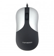 Мышь Гарнизон GM-215, USB, чип- Х, черный/серый, soft touch, 1000 DPI, 2кн.+колесо-кнопка, кабель 1,5м (795212)