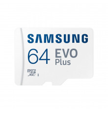 Карта памяти Samsung microSDXC 64GB Samsung EVO Plus Memory Card Samsung MB-MC64KA/RU UHS-I U1 Class 10, Adapter, 130 MB-MC64KA/RU MB/s, 10000 циклов, - 25°C to 85°C, RTL (397583)
