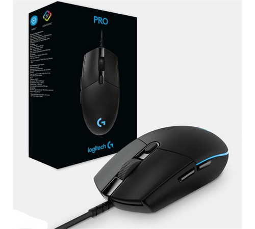 Мышь игровая Logitech G PRO |910-005440| черная, cенсор Hero 25K 100-25600dpi, USB 2.1м, 6 кнопок, |910-005440| 5 профилей пользователя, RGB-подсветка, под обе руки (079724) {4}