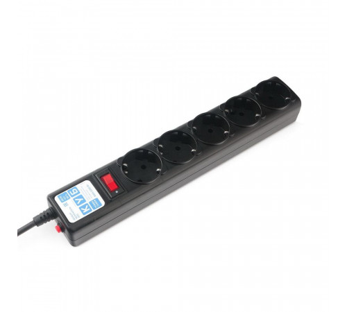 Фильтр-удлинитель Power Cube SPG-B-6-BLACK 1,9 м 5 розеток (черный графит) 10А/2,2кВт  (200088) {27}