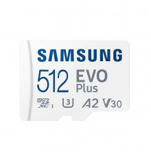 Карта памяти Samsung microSDXC 512GB Samsung EVO Plus Memory Card Samsung MB-MC512KA UHS-I U1 Class 10, Adapter, 130 MB-MC512KA MB/s, 10000 циклов, - 25°C to 85°C, RTL (397538)