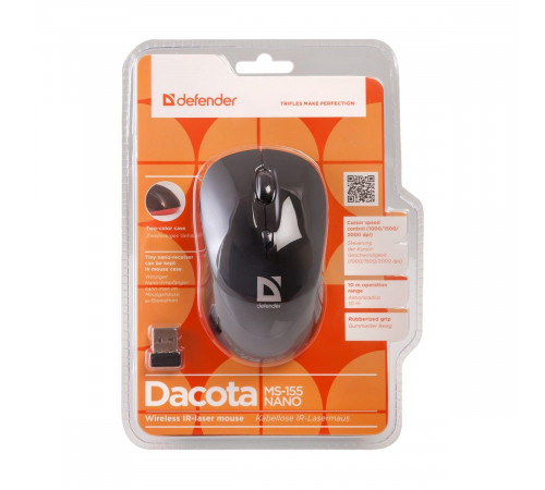 Мышь Defender Dacota MS-155 черный,4 кнопки,1000-2000 dpi (521550)