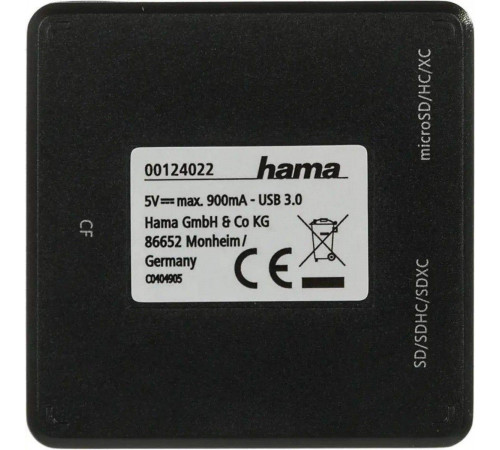 Картридер Hama Устройство чтения карт памяти USB3.0 Hama Multi H-124022 черный 00124022 (305202)