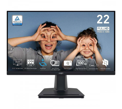 Монитор 21.5" MSI PRO MP225 Black (IPS, 1920x1080, D-Sub+HDMI, 1 ms, 178°/178°, 250 cd/m, 1000:1 (100M:1), 100Hz)