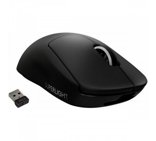 Мышь Logitech Мышь игровая Logitech G PRO X Superlight Black черная, беспроводная Lightspeed, cенсор Hero 25K 100-25600dpi, 5 кнопок, облегченная 63гр, правый хват