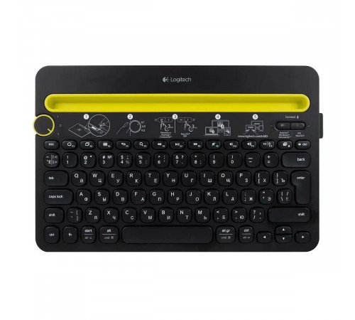 Клавиатура беспроводная Logitech K480 |920-006368| черная, Multi-Device, Bluetooth, 2 батарейки |920-006368| типа AAА
