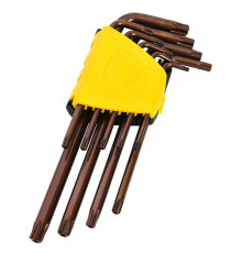 Набор шестигранных ключей "TORX" удлиненных Deli DL230707G 9 шт  S2, размеры T10,T15,T20,T25,T27,T30,T40,T45,T50, пластиковый держатель