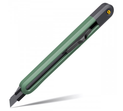 Технический нож "Home Series Green" Deli HT4009L  ширина лезвия 9мм, эксклюзивный дизайн, корпус из высококачественного софттач пластика