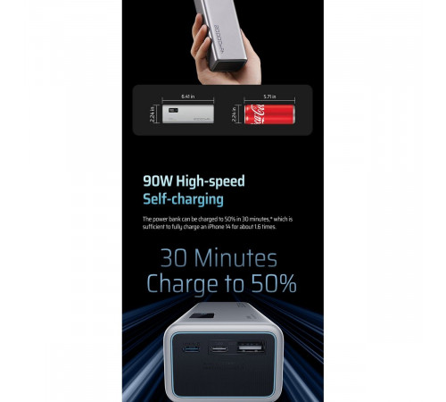 Внешний аккумулятор CUKTECH 20000mAh PB200P 150W Type-C x2, USB-A x1