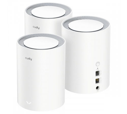Маршрутизатор CUDY AX1800 Wi-Fi 6 Mesh Solution 3-Pack, Chipset MediaTek, Dual-Band, 802.11ax/ac/a/b/g/n,  1201Mbps at 5GHz + 574Mbps at 2.4GHz, 2 Gigabit Ethernet Ports, 4 internal antennas,  MU-MIMO, DDNS, Zerotier/Wireguard/OpenVPN/IPSec/L2TP/PPTP VPN,