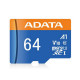 Карта памяти ADATA microSDXC 64GB ADATA Premier Memory Card AUSDX64GUICL10A1-RA1 UHS-I Class 10/V10 A1, 100/25 MB/s, AUSDX64GUICL10A1-RA1 Adapter, -25°C + 85°C, RTL (461933)