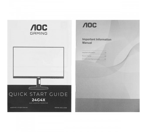 Монитор 23.8" AOC 24G4X Black ( 1920х1080(FHD) IPS, nonGLARE, 180 Hz, 300 cd/m2, H178°/V178°, 1000:1, 80M:1, 16.7M, 1ms, 2xHDMI, DP, Tilt, Speakers)