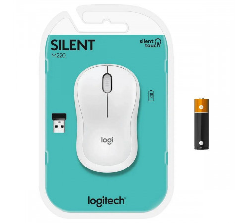 Мышь беспроводная Logitech M220 Silent White (910-006128) белая, оптическая, 1000dpi, 2.4 GHz, |910-006128| USB-ресивер, бесшумная