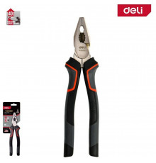 Комбинированные плоскогубцы Deli DL0005 200мм, Cr-V, эксцентриковый шарнир, антикоррозийное покрытие, трехкомпонентная прорезиненная рукоять