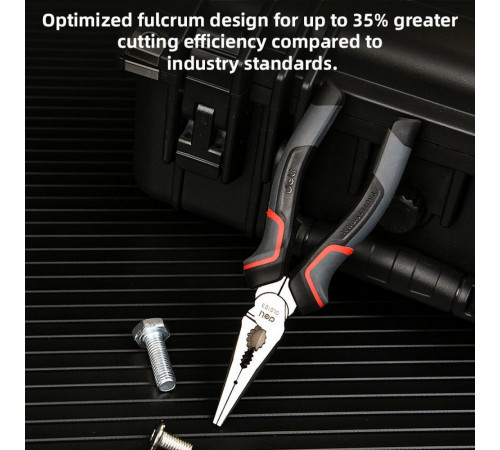 Удлиненные плоскогубцы Deli DL0103 160мм, Cr-V, эксцентриковый шарнир, антикоррозийное покрытие, трехкомпонентная прорезиненная рукоять