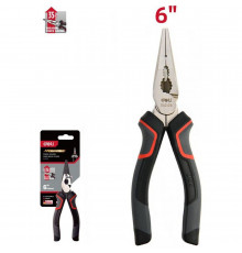 Удлиненные плоскогубцы Deli DL0103 160мм, Cr-V, эксцентриковый шарнир, антикоррозийное покрытие, трехкомпонентная прорезиненная рукоять