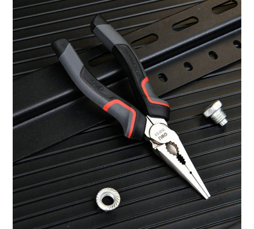 Удлиненные плоскогубцы Deli DL0103 160мм, Cr-V, эксцентриковый шарнир, антикоррозийное покрытие, трехкомпонентная прорезиненная рукоять