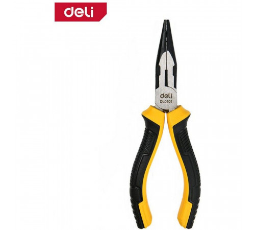 Удлиненные плоскогубцы Deli DL0101  160мм, двухкомпонентная прорезиненная рукоять