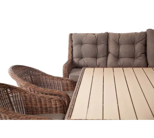 Обеденная группа "Бергамо" обеденная группа угловая из искусственного ротанга, цвет коричневый