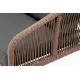 "Канны" диван 2-местный плетеный из роупа, каркас алюминий белый, роуп коричневый круглый, ткань серая 