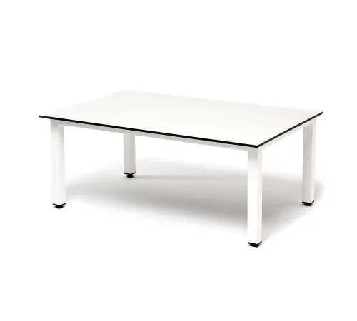 "Канны" журнальный столик из HPL 95х60, H40, каркас светло-серый (RAL 7035), цвет столешницы "молочный" 