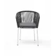 "Марсель" стул плетеный из роупа, каркас алюминий белый шагрень, роуп серый круглый, ткань серая 