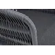 "Бордо" стул барный плетеный из роупа (колос), каркас из стали серый (RAL7022) муар, роуп серый 15мм, ткань темно-серая 027 