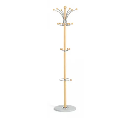Вешалка Sakura (mod. GH-8606) дерево/хром/мрамор, 37 x 37 x 175 см, White (Белый) / Natural (натуральный)