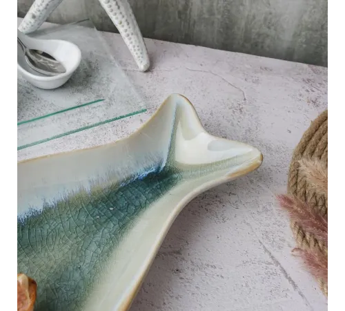 Блюдо овальное 41,5*18 см h3,5 см Рыба Blue Fish Frutti di Mare P.L. [1]
