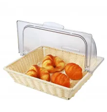 Корзина для хлеба и выкладки 36*33 см h8 см с откидной Roll-top крышкой ротанг SUNNEX