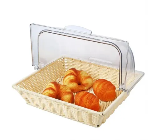 Корзина для хлеба и выкладки 36*33 см h8 см с откидной Roll-top крышкой ротанг SUNNEX