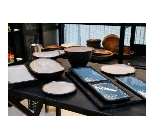 Блюдо 26*16,2*2 см прямоуг. Turquoise black пластик меламин P.L. Proff Cuisine