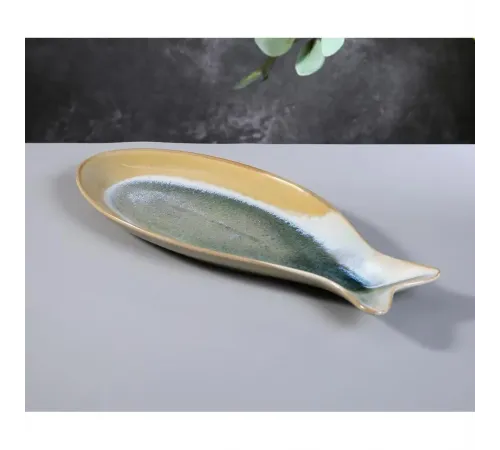 Блюдо овальное 41,5*18 см h3,5 см Рыба Blue Fish Frutti di Mare P.L. [1]