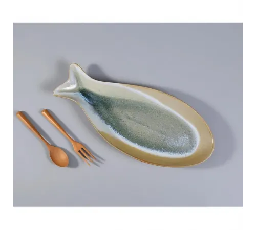 Блюдо овальное 41,5*18 см h3,5 см Рыба Blue Fish Frutti di Mare P.L. [1]
