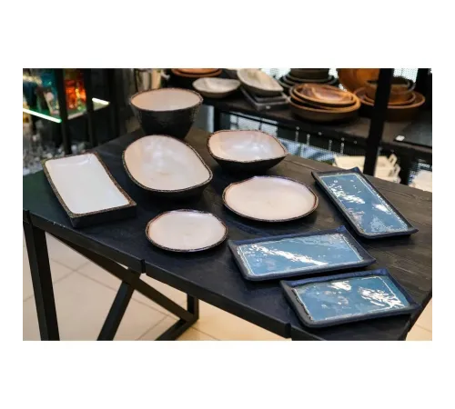 Блюдо 32*17,6*2 см прямоуг. Turquoise black пластик меламин P.L. Proff Cuisine