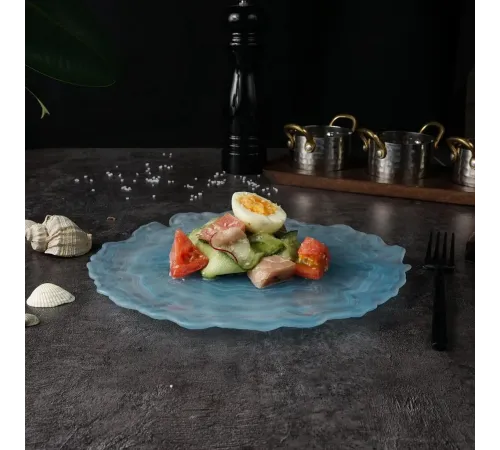 Тарелка d 27 см h2 см Blue Sunset матовое стекло P.L. Proff Cuisine [6]