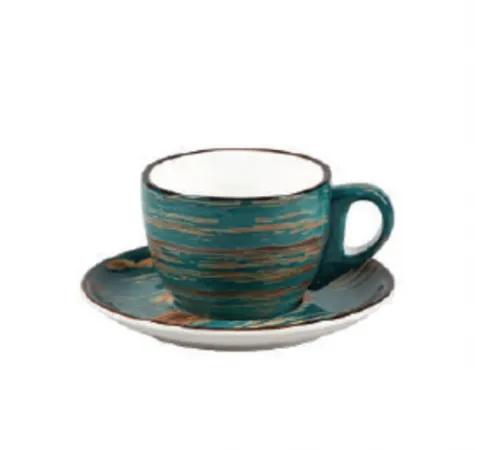 Кофейная пара Texture Dark Green Lines 100 мл, 12 см, h 5 см, P.L. Proff Cuisine [6]