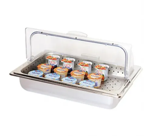 Поднос для выкладки 56*35,5*28,5 см нерж. перфорир. с пласт. Roll-top крышкой SUNNEX