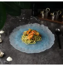 Блюдо круглое d 33 см h2 см Blue Sunset матовое стекло P.L. Proff Cuisine [6]