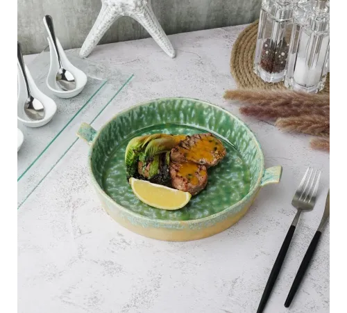 Блюдо для подачи 25,5*22,7 см h4 см 800 мл с ручками Green Frutti di Mare P.L. [1]