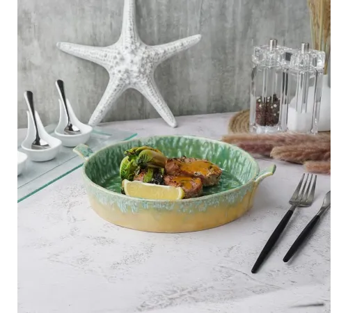 Блюдо для подачи 25,5*22,7 см h4 см 800 мл с ручками Green Frutti di Mare P.L. [1]
