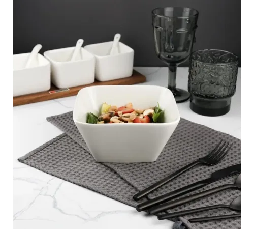Салатник 550 мл 16*16 см квадратный белый фарфор P.L. Proff Cuisine [6]