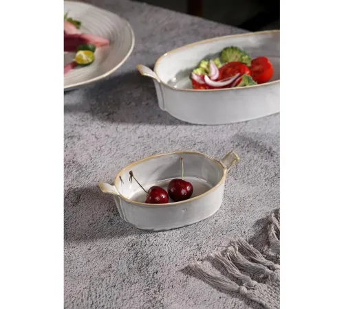 Блюдо овальное 15*8 см h4 см 200 мл Gray Oval Bucket с ручками Frutti di Mare P.L. [1]